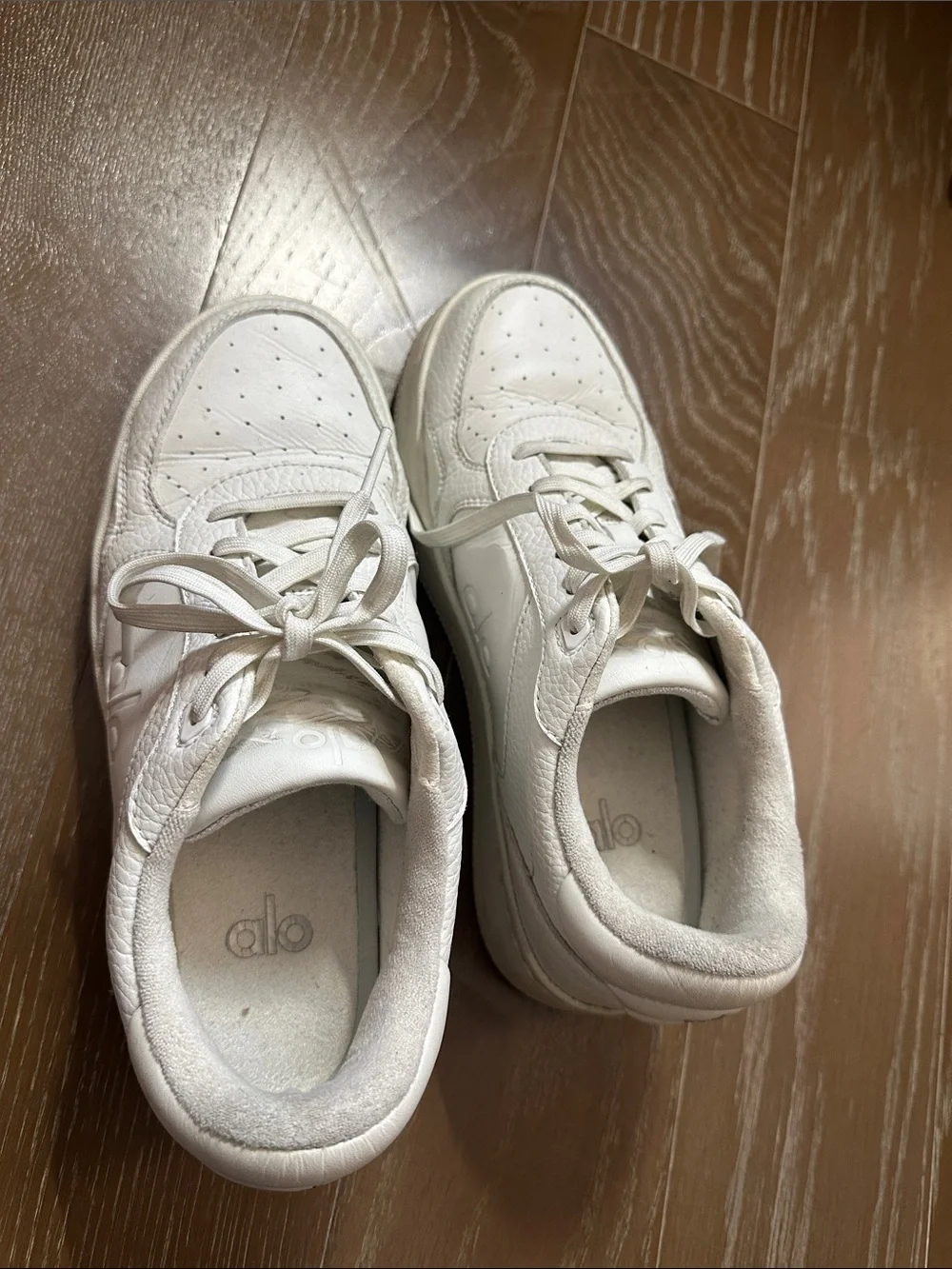 ALO Yoga White Sneakers with Gum Sole